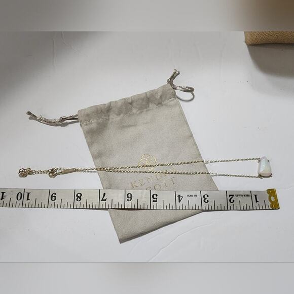 Kendra Scott White Iridescent Isla Pendant Necklace Rare HTF gold tone - Picture 7 of 11